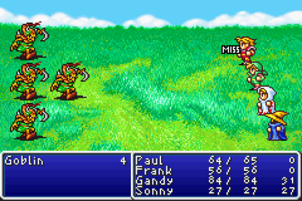 FF1 GBA screenshot of a battle