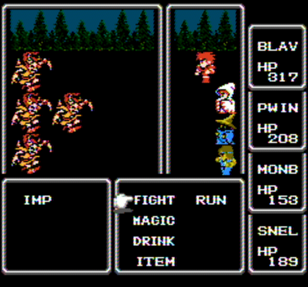 FF1 nes battle FF1 NES screenshot of a battle